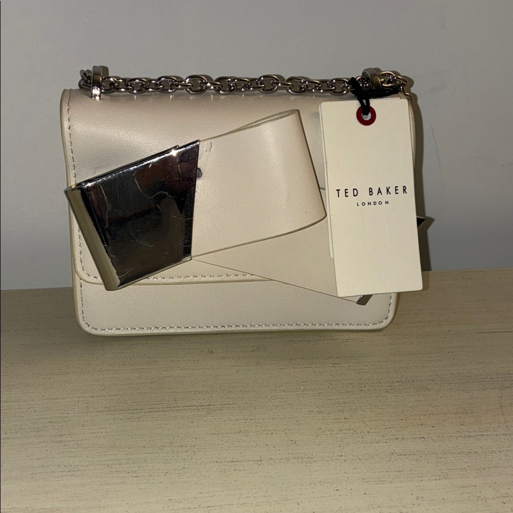 NWT 🪩 Ted Baker Cream Crossbody Bag with Silver Accents
